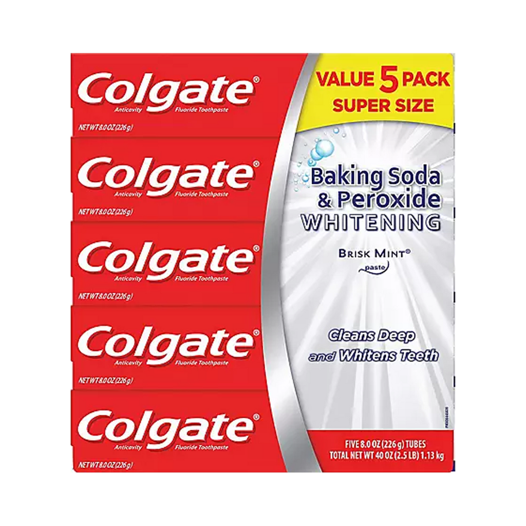 Colgate -Colgate Baking Soda and Peroxide Whitening Toothpaste | 5 Pack | Brisk Mint - Oral Care - Everyday eMall