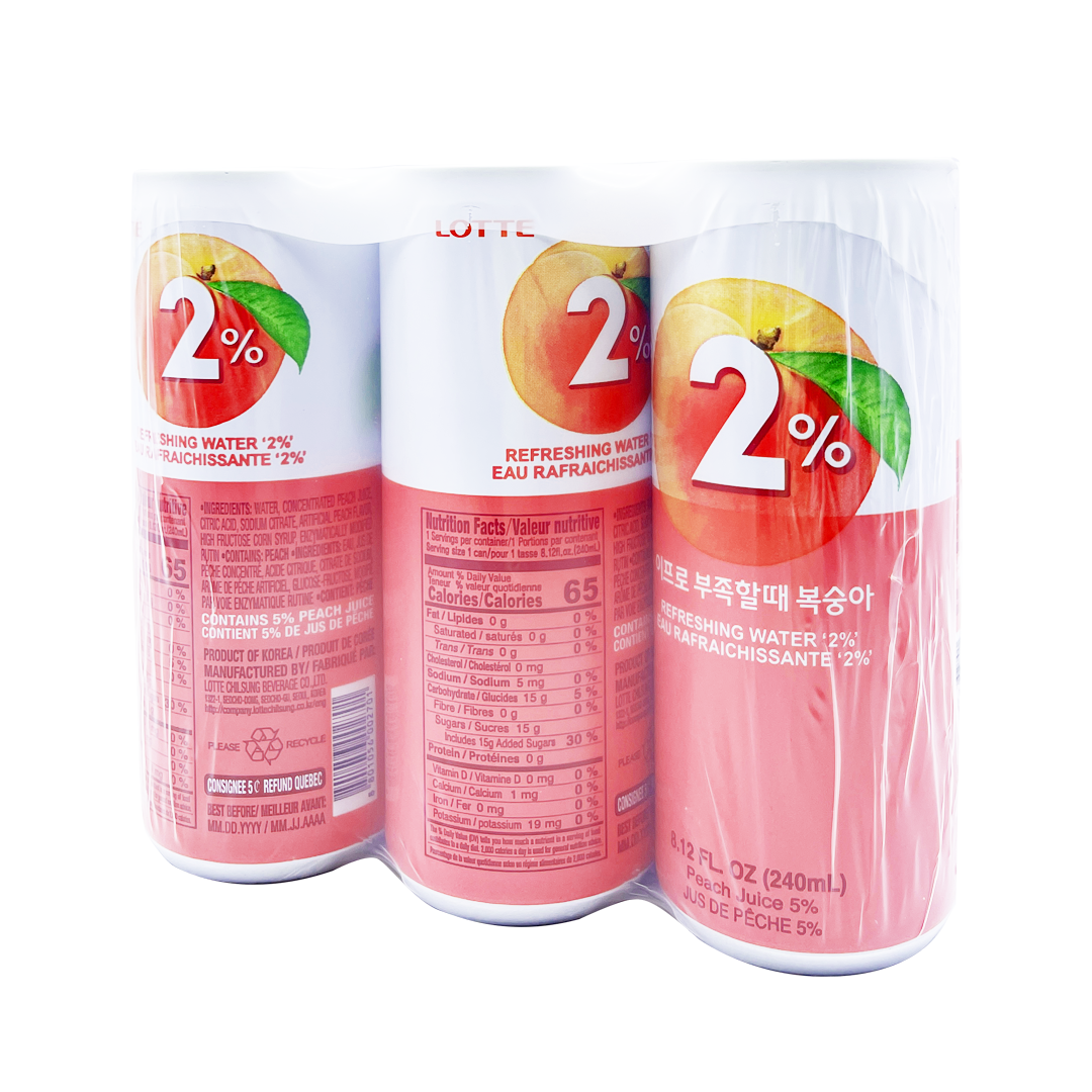 LOTTE 2% Refreshing Water | Peach Flavor 1.5L&6*240ml | Everyday eMall