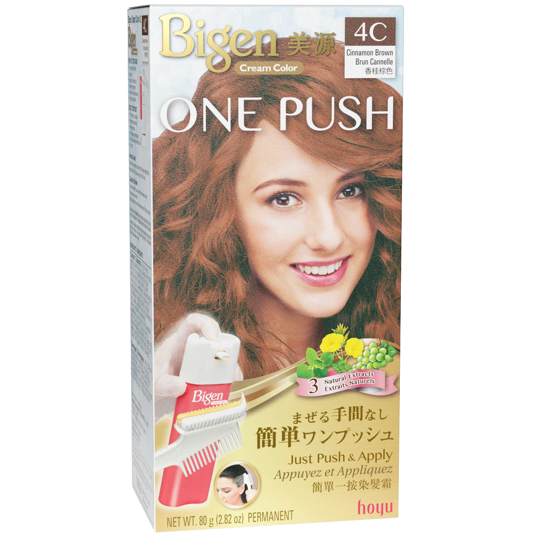 Hoyu Bigen Cream Color ONE PUSH Hair Dye | #4C Cinnamon Brown
