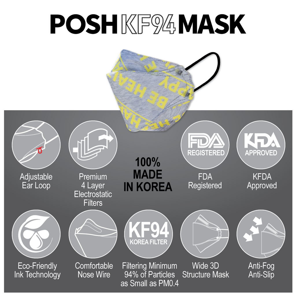 POSH -POSH Fashion KF94 Mask For Adults <br><b><i>Melange Color Edition</b></i> | Made in Korea - Face Mask - Everyday eMall