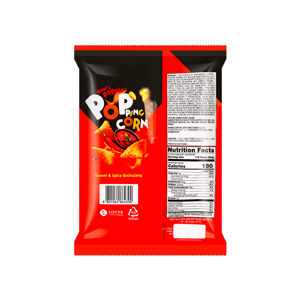 LOTTE -LOTTE Popping Corn | Sweet & Spicy Gochujang Chips | 144g - Everyday Snacks - Everyday eMall