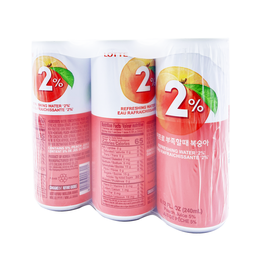 LOTTE -LOTTE 2% Refreshing Water | Peach Flavor (6 unit per pack) - Beverage - Everyday eMall