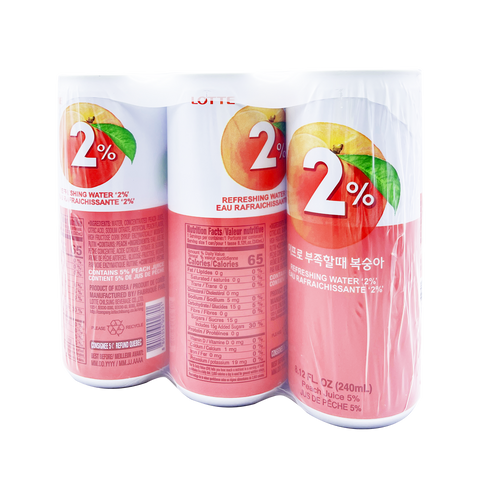 LOTTE 2% Refreshing Water | Peach Flavor (6 unit per pack)