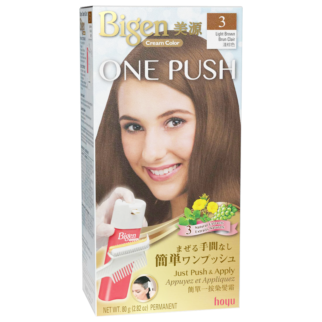 HOYU -Hoyu Bigen Cream Color ONE PUSH Hair Dye | #3 Light Brown - Hair Dye - Everyday eMall