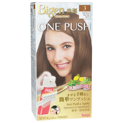 HOYU -Hoyu Bigen Cream Color ONE PUSH Hair Dye | #3 Light Brown - Hair Dye - Everyday eMall