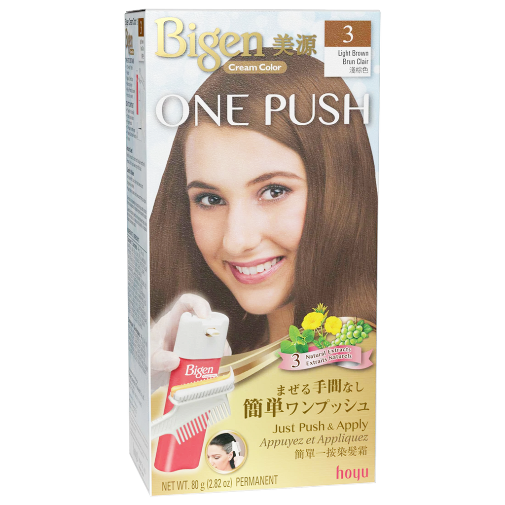 HOYU -Hoyu Bigen Cream Color ONE PUSH Hair Dye | #3 Light Brown - Hair Dye - Everyday eMall