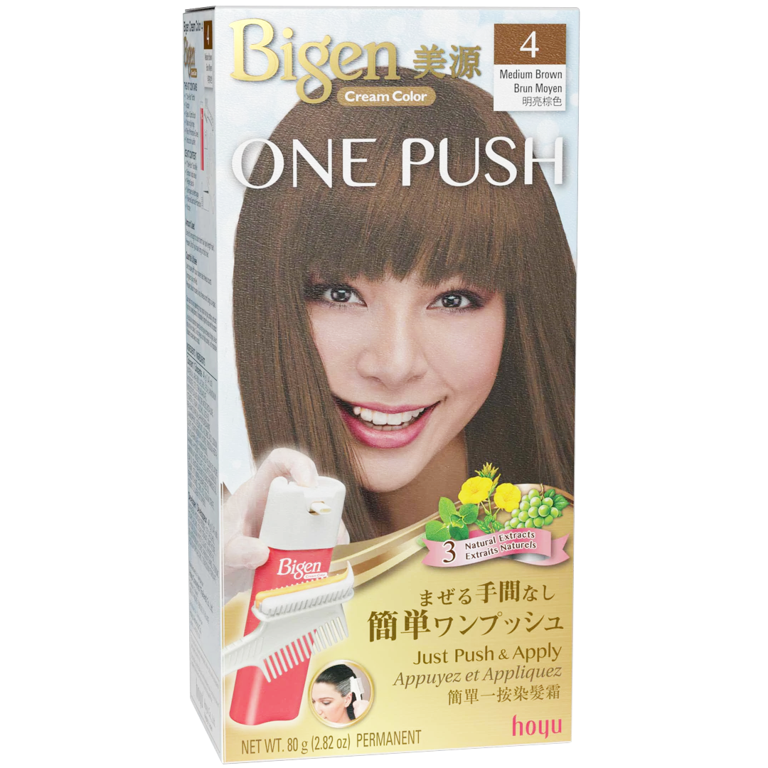 HOYU -Hoyu Bigen Cream Color ONE PUSH Hair Dye | #4 Medium Brown - Hair Dye - Everyday eMall