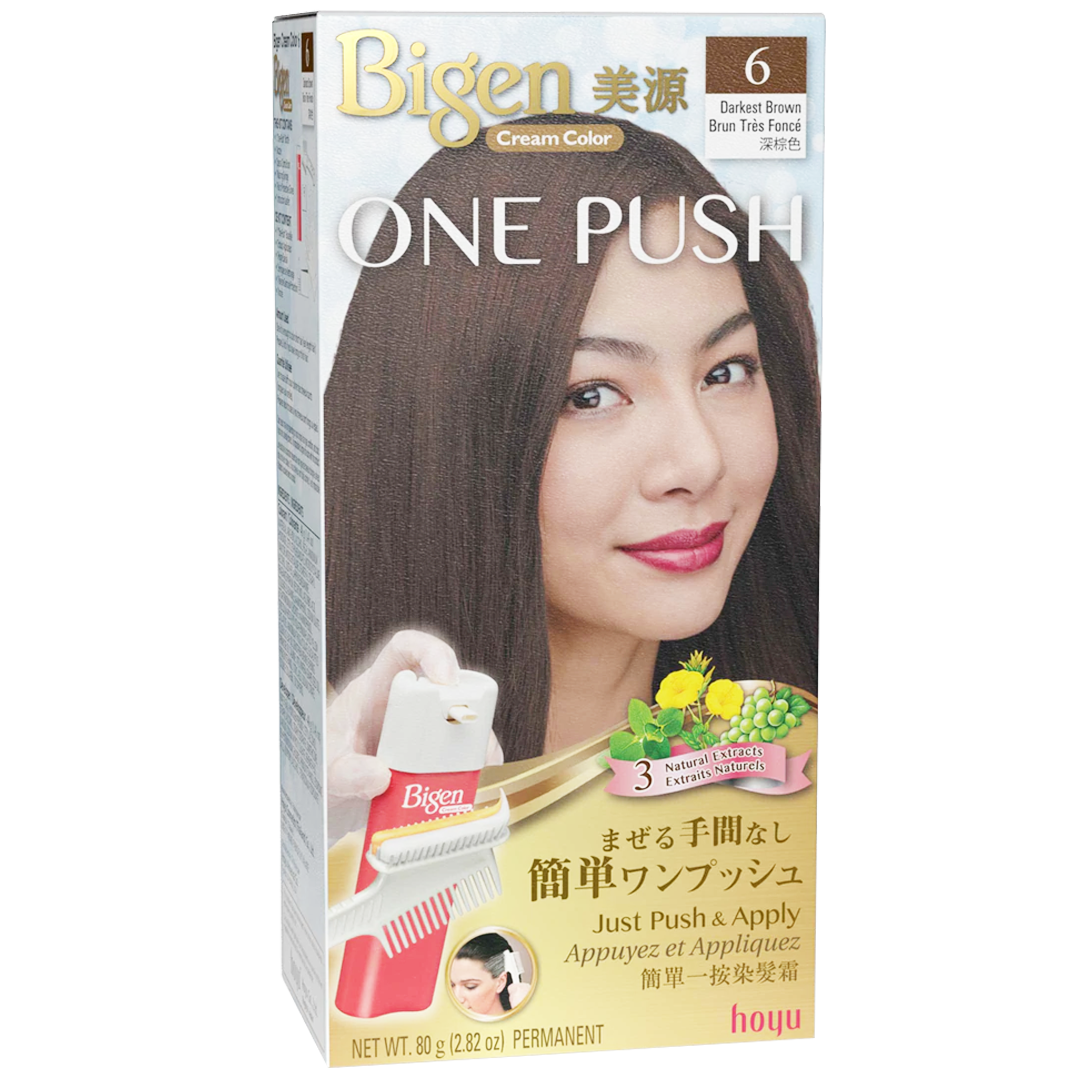 HOYU -Hoyu Bigen Cream Color ONE PUSH Hair Dye | #6 Darkest Brown - Hair Dye - Everyday eMall