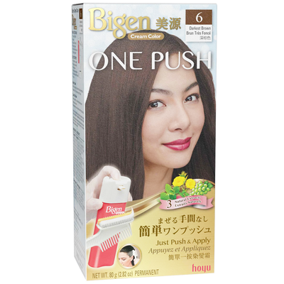 HOYU -Hoyu Bigen Cream Color ONE PUSH Hair Dye | #6 Darkest Brown - Hair Dye - Everyday eMall