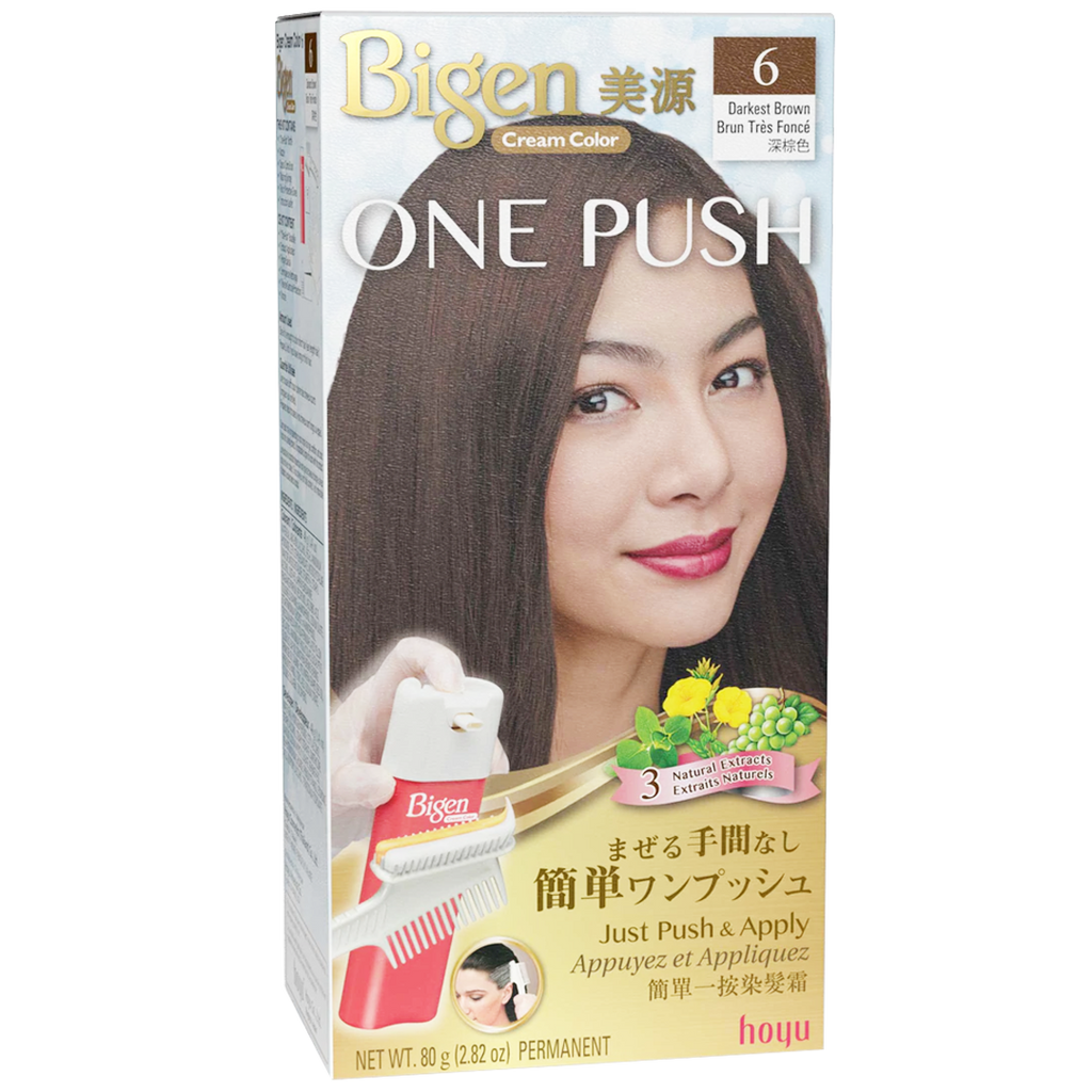 HOYU -Hoyu Bigen Cream Color ONE PUSH Hair Dye | #6 Darkest Brown - Hair Dye - Everyday eMall