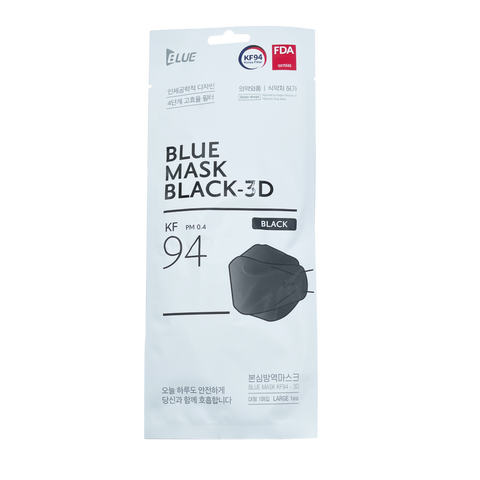 Blue KF94 3D 口罩，韩国制造 | 黑色