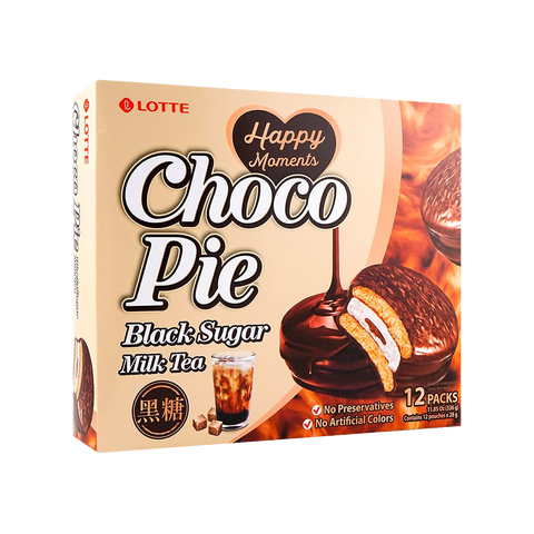 LOTTE Choco Pie | Black Sugar Milk Tea Flavor | 12 Packs