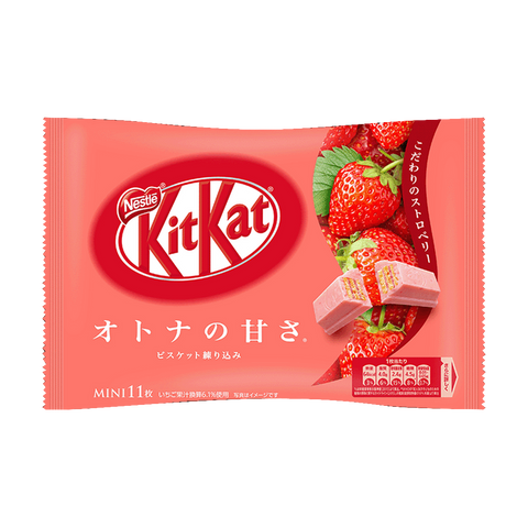 Kit-Kats Mini Chocolate Bar Japanese Edition, 15% Sugar Reduced, 11 pcs | Strawberry