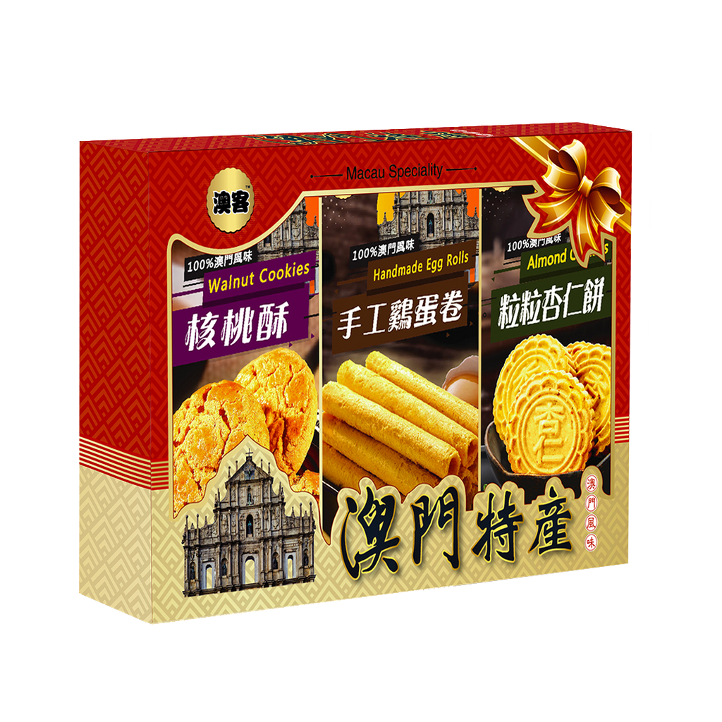 OKE -OKE Traditional Macau Snack | Mix package - Egg Rolls & Walnut Cookies & Almond Cookies - Everyday Snacks - Everyday eMall