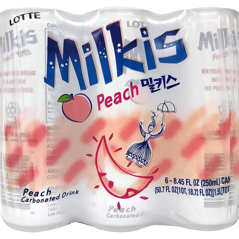 LOTTE Milkis妙之吻 苏打饮料 |桃子口味（每排 6罐）