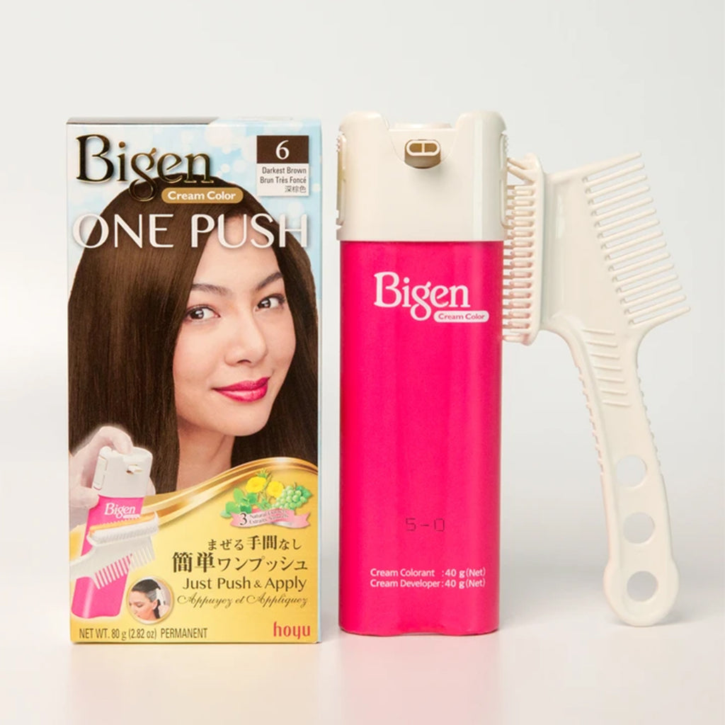 HOYU -Hoyu Bigen Cream Color ONE PUSH Hair Dye | #6 Darkest Brown - Hair Dye - Everyday eMall